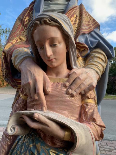 1 Romanesque Exceptional Life Size St. Anne Statue. Weight 137 Kgs.