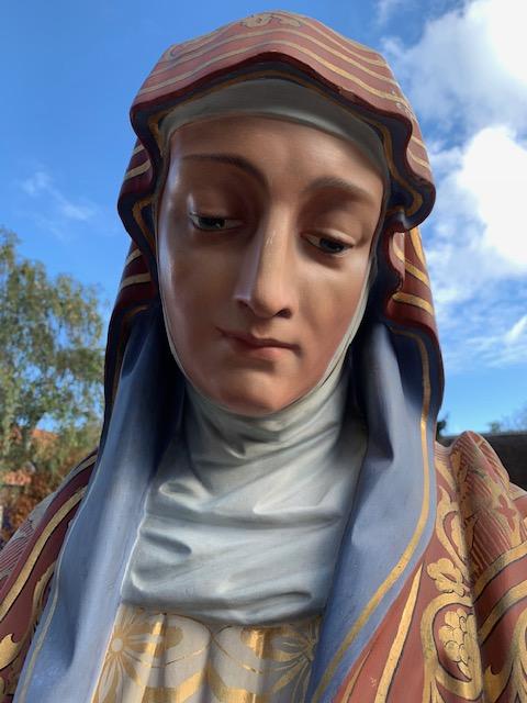 1 Romanesque Exceptional Life Size St. Anne Statue. Weight 137 Kgs.