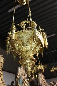 Exceptional Sanctuary Lamp  style Romanesque en Bronze / Polished and Varnished, France 19th century (1870)