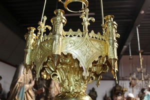 Exceptional Sanctuary Lamp  style Romanesque en Bronze / Polished and Varnished, France 19th century (1870)