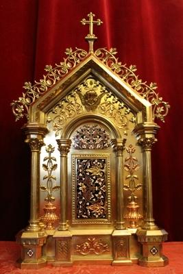 Exceptional Tabernacle style Romanesque en Brass / Bronze / Gilt / Red Copper / Enemelled , France 19th century (1870)