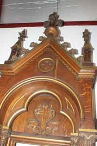 Large Chapel style Romanesque en Oak wood, Belgium 19th century