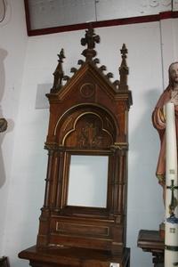 Large Chapel style Romanesque en Oak wood, Belgium 19th century