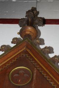Large Chapel style Romanesque en Oak wood, Belgium 19th century