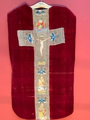 Part Of 15 Th Century Chasuble Marvellous Museal Art Piece ! style Romanesque en Fabric, Middle Rhine Germany 15th Century