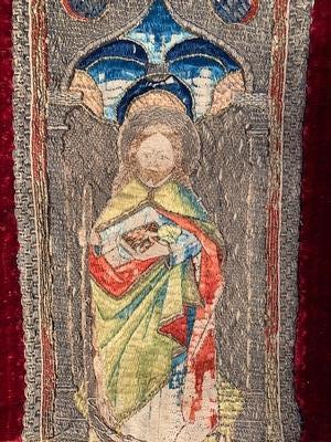 Part Of 15 Th Century Chasuble Marvellous Museal Art Piece ! style Romanesque en Fabric, Middle Rhine Germany 15th Century