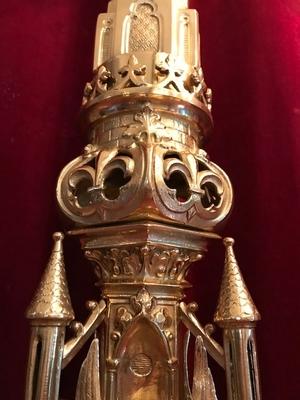 Pascal Candle - Holder Measures Without Pin.  style Romanesque en Bronze / Polished and Varnished, France 19th century ( anno 1875 )