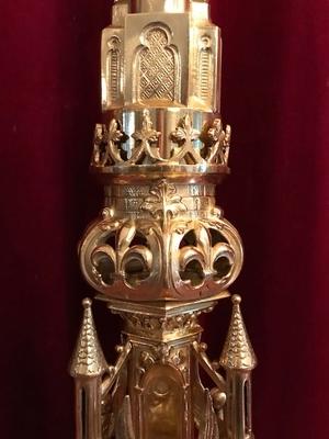 Pascal Candle - Holder Measures Without Pin.  style Romanesque en Bronze / Polished and Varnished, France 19th century ( anno 1875 )