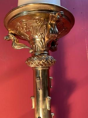 Pascal Candlestick Measures Without Pin style Romanesque en Bronze / Gilt, France 19th century