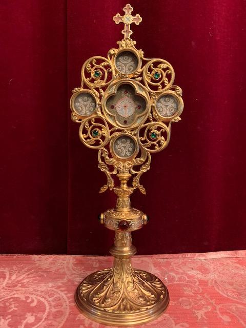 1 Romanesque Reliquary - Relic Of The True Cross. Relics Of All 12 Apostles