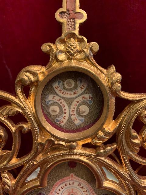 1 Romanesque Reliquary - Relic Of The True Cross. Relics Of All 12 Apostles