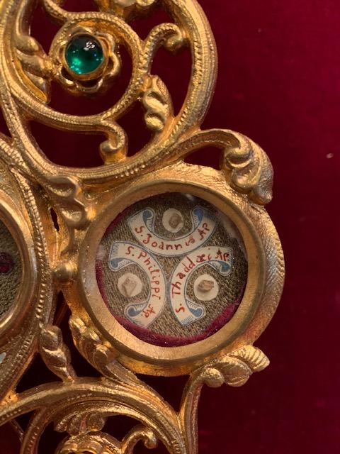 1 Romanesque Reliquary - Relic Of The True Cross. Relics Of All 12 Apostles