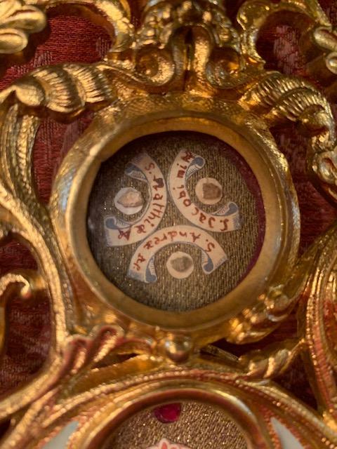 1 Romanesque Reliquary - Relic Of The True Cross. Relics Of All 12 Apostles