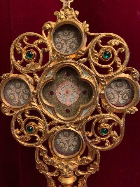1 Romanesque Reliquary - Relic Of The True Cross. Relics Of All 12 Apostles