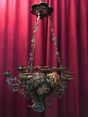 Sanctuary Lamp style Romanesque en Bronze / Gilt, France 19th century ( anno 1875 )