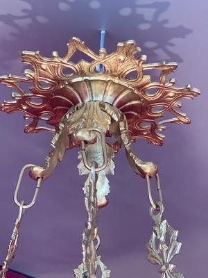 Sanctuary Lamp style Romanesque en Bronze / Polished and Varnished, France 19th century ( anno 1890 )