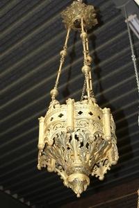 Sanctuary Lamp style Romanesque en Brass / Bronze, France 19th century