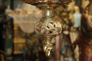 Sanctuary Lamp style Romanesque en bronze, France 19th century
