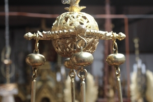 Sanctuary Lamp style Romanesque en bronze, France 19th century