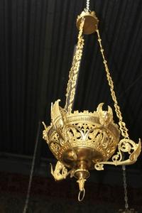 Sanctuary Lamp style Romanesque en Brass / Bronze, France 19th century