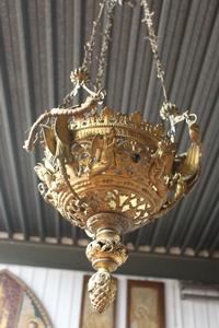 Sanctuary Lamp style Romanesque en Bronze, France 19th century