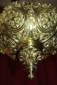 Sanctuary Lamp style Romanesque en Brass / Bronze / Polished and Varnished, France 19th century