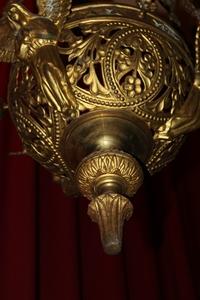Sanctuary Lamp style Romanesque en Bronze / Gilt, France 19th century