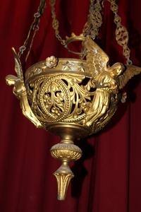 Sanctuary Lamp style Romanesque en Bronze / Gilt, France 19th century