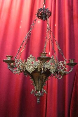 Sanctuary Lamp style Romanesque en Bronze / Gilt, France 19th century ( anno 1875 )