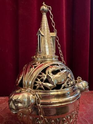 Censer  style Romanesque - Style en Brass / Bronze / Polished and Varnished, Belgium  19 th century ( Anno 1875 )