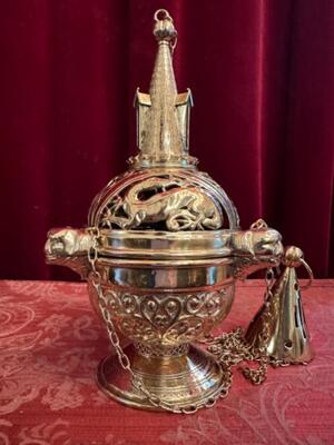 Censer  style Romanesque - Style en Brass / Bronze / Polished and Varnished, Belgium  19 th century ( Anno 1875 )