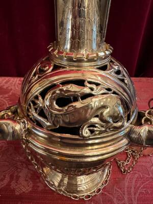 Censer  style Romanesque - Style en Brass / Bronze / Polished and Varnished, Belgium  19 th century ( Anno 1875 )