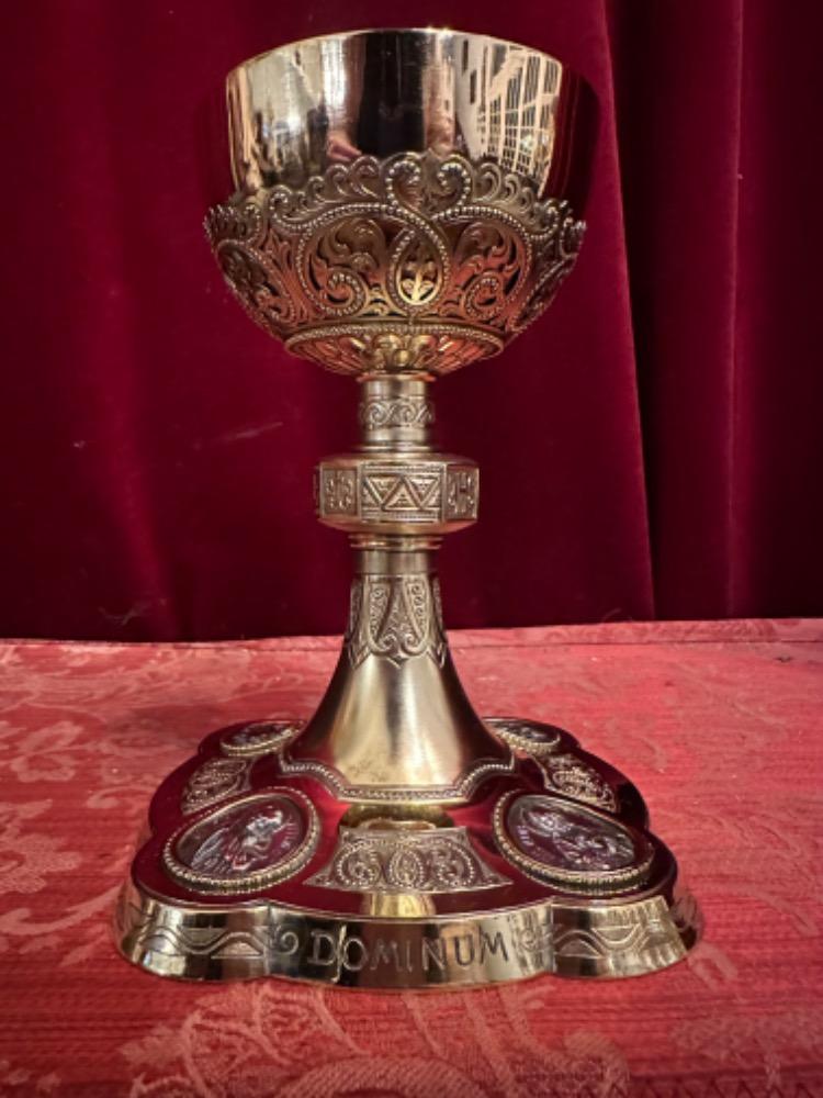 1 Romanesque - Style Chalice With Original Paten Spoon & Case Stamped Joh. Aloys Bruijn Munster