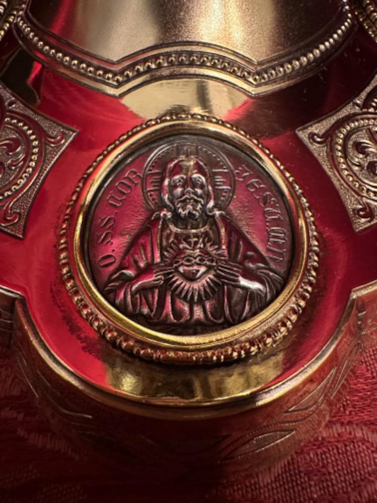 1 Romanesque - Style Chalice With Original Paten Spoon & Case Stamped Joh. Aloys Bruijn Munster