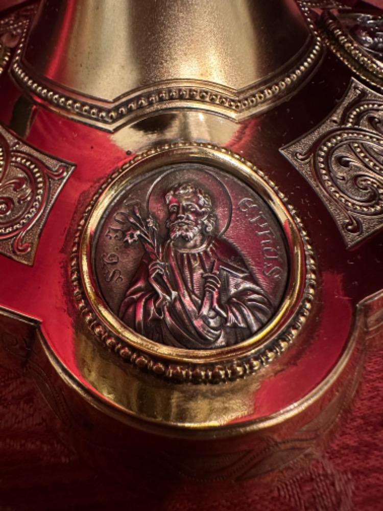 1 Romanesque - Style Chalice With Original Paten Spoon & Case Stamped Joh. Aloys Bruijn Munster