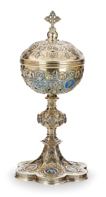 Ciborium style Romanesque - Style en Silver / Enamel, Paris France 19 th century