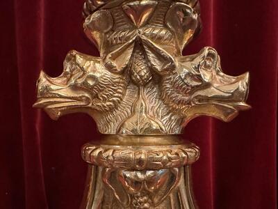 Exceptional Altar -Cross style Romanesque - Style en Bronze / Polished and Varnished, France 19 th century ( Anno 1875 )