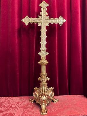 Exceptional Altar -Cross style Romanesque - Style en Bronze / Polished and Varnished, France 19 th century ( Anno 1875 )