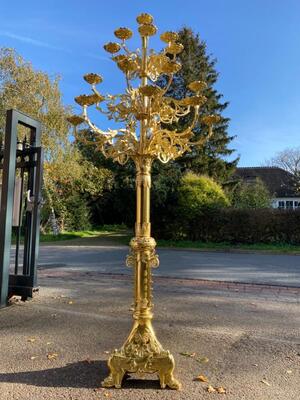 Exceptional Candle Holder style Romanesque - Style en Full Bronze Polished and Varnished, Flemish - Belgium 19 th century ( Anno 1875 )