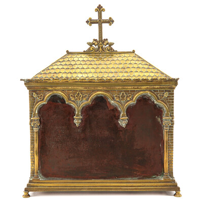 Exceptional Reliquary Relic Of The True Cross & 120 Relics More style Romanesque - Style en Bronze / Glass / Originally Sealed, Italy  19 th century ( Anno 1865 )