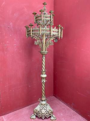 Candelabra style Romanesque - Style / Gothic - Style en Brass / Bronze , France 19 th century ( Anno 1880 )