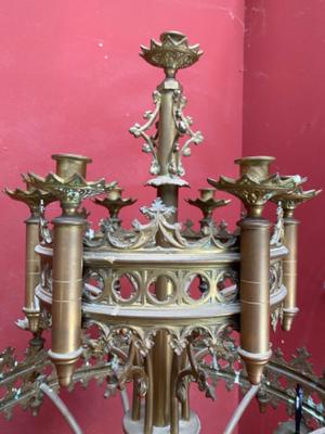 Candelabra style Romanesque - Style / Gothic - Style en Brass / Bronze , France 19 th century ( Anno 1880 )