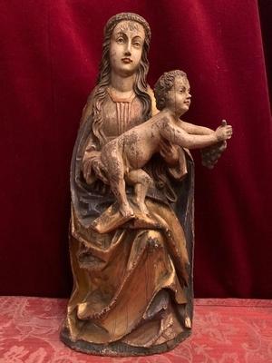 Madonna & Child style ROMANESQUE - STYLE en wood polychrome, Southern Germany 18 th century