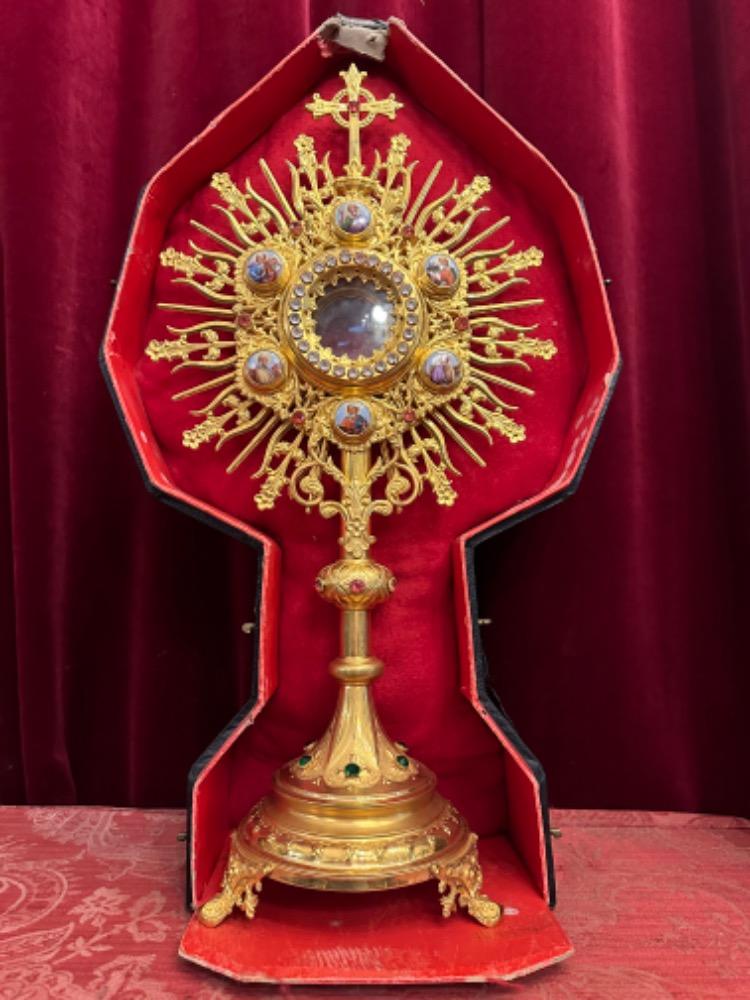 1 Romanesque - Style Monstrance With Original Case & Lunula
