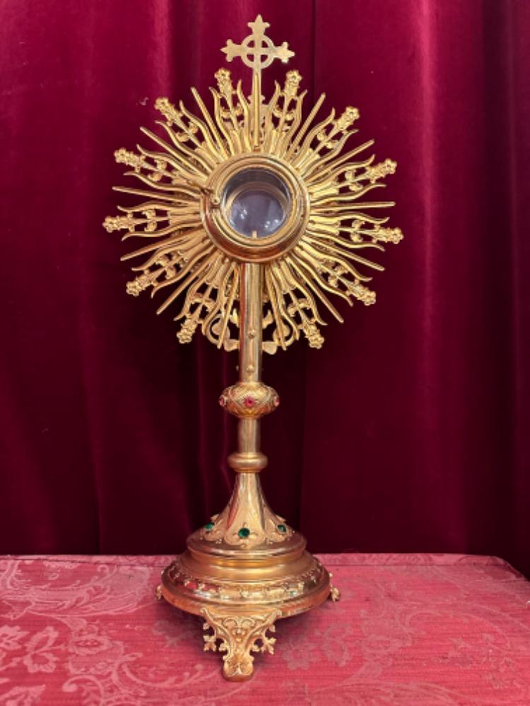 1 Romanesque - Style Monstrance With Original Case & Lunula