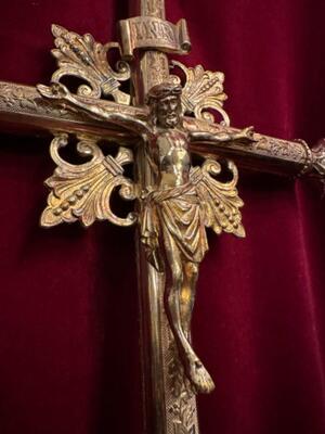 Processional Cross style Romanesque - Style en Bronze Gilt / Stones, Belgium  19 th century ( Anno 1865 )
