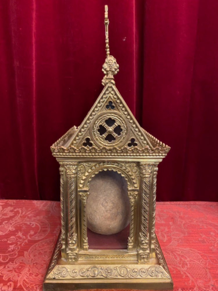 1 Romanesque - Style Reliquary - Relic Caput ( Skull ) St. Inhani Mart.