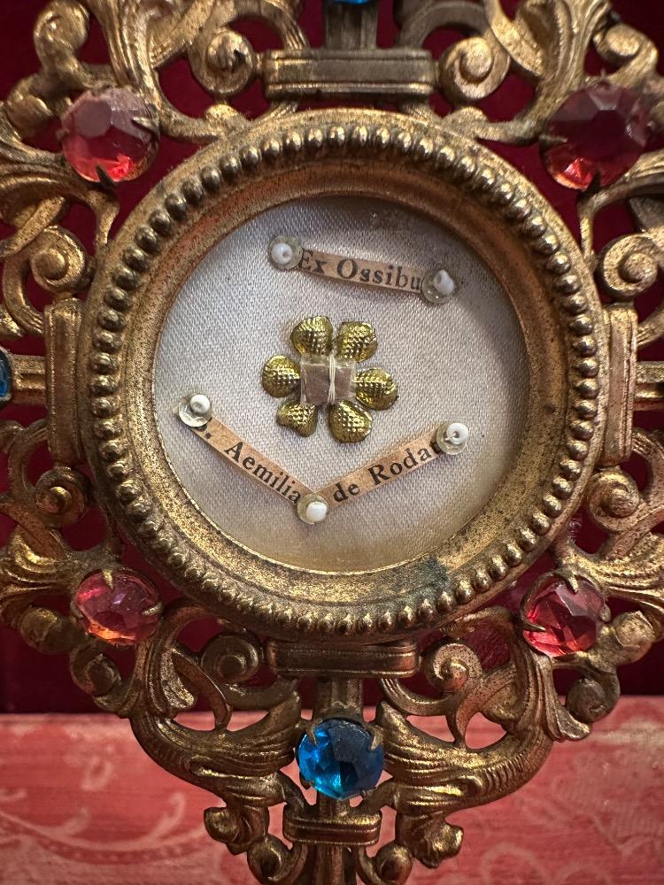 1 Romanesque - Style Reliquary - Relic Ex Ossibus St. Aemilia De Rodat