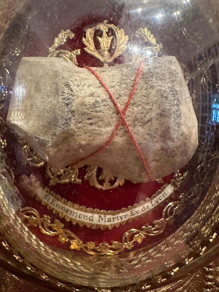 1 Romanesque - Style Reliquary - Relic Ex Ossibus St. Ennemond ) St. Annemundus ) Bishop & Martyr Of Lyon