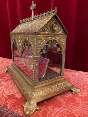 Reliqury - Relic Relics Of St. Victor & St. Theodorus style Romanesque - Style en Bronze / Gilt / Glass, France 19 th century ( Anno 1860 )